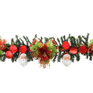 Guía Verde/Rojo Con Adorno Santa Claus Y Vara Follaje Diamantado Circular