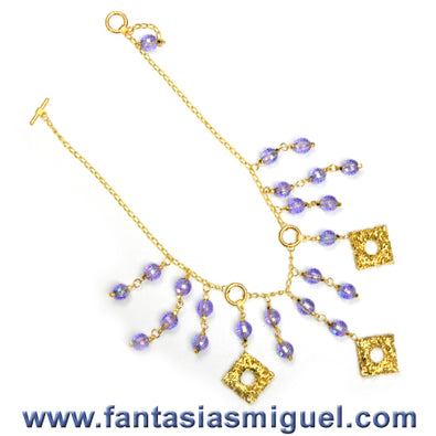 Fantasías Miguel Clave:MH151 Collar Con Cadena Y Cuenta Facetada, Oro Amatista