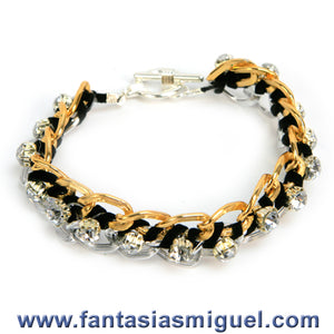 Pulsera Cadena Oro - Plata Con Casquillo