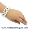 Fantasías Miguel Clave:MH242 Pulsera Perla Cristal Blanco