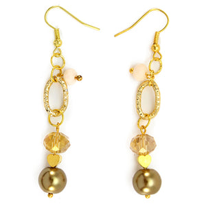 Aretes Marfil-Oro C/ Cadena