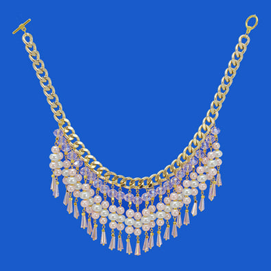Fantasías Miguel Clave:ML1902 Collar Perlas Rosa-Blanco Con Oro