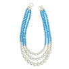 Fantasías Miguel Clave:ML1904 Collar Blanco-Plata Azul Con Perlas