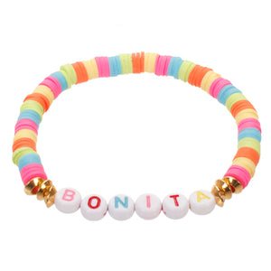 Pulsera Multicolor Con Palabra  Bonita