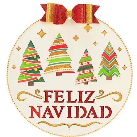 Esfera Feliz Navidad Con Moño Oro/Rojo