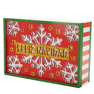 Caja Con Copos Blancos Feliz Navidad