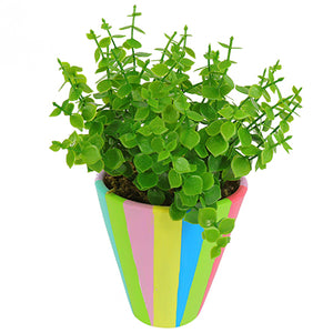 Maceta Con Rayas Multicolor