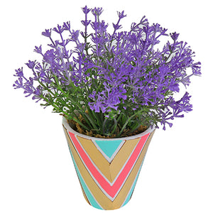 Maceta Con Triángulos Dorados