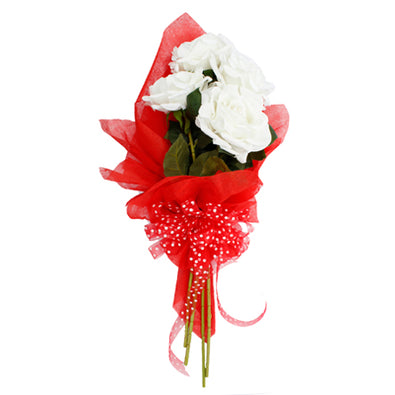 Fantasías Miguel Clave:ML2874 Ramo Con Rosas Blancas Y Tela Roja