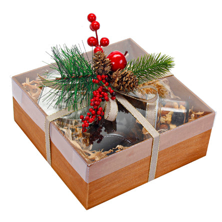 Caja Regalo Rustica Con Pick Navideño