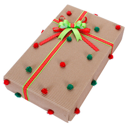 Caja Regalo Navidad Con Pom Poms