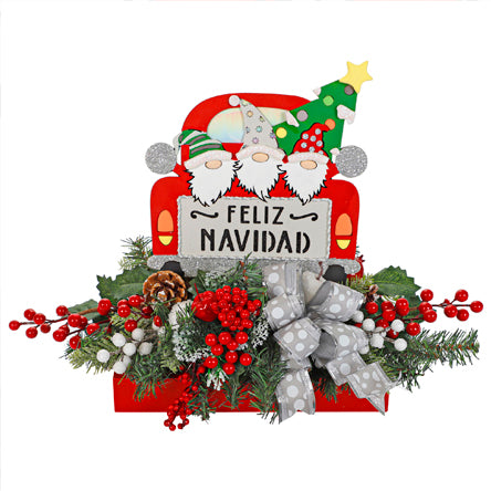 Arreglo Navideño Gnomos Camioneta