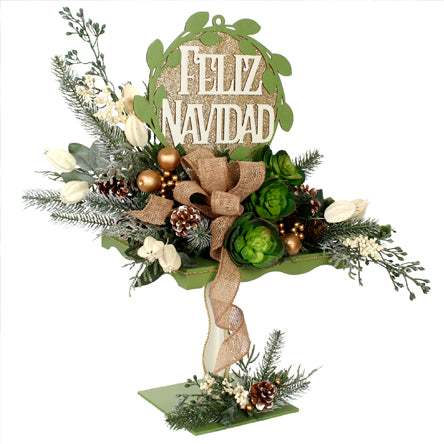 Centro De Mesa Navideño Con Suculentas