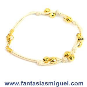 Pulsera De Cordón Marfil Cta. Rondel De Oro