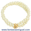 Fantasías Miguel Clave:ML658 Pulsera Cta. Perla Cristal, Marfil Oro