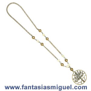 Collar Con Cadena Cta. Perla , Topacio Marfil