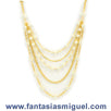 Fantasías Miguel Clave:ML711 Collar Con Perlas Y Cadena Marfil - Oro