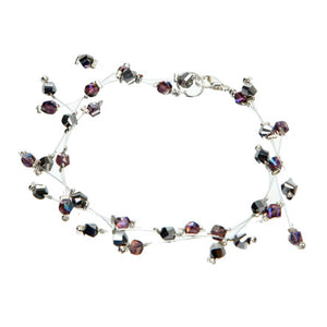 Pulsera De Cristal Escalera Morado/Plata