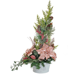 Arreglo Con Nochebuenas Rosas