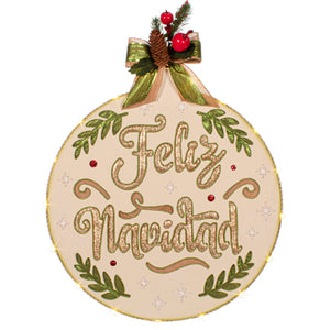 Esfera Feliz Navidad Olivo-Crema