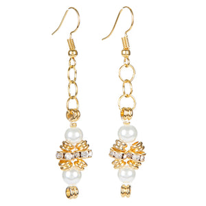 Aretes Oro Con Perlas Blancas