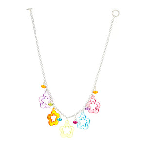 Collar Flores Con Cuentas Multicolor
