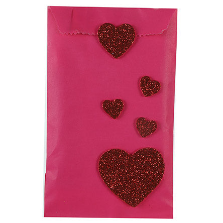 Bolsa Rosa Con Corazones Rojos