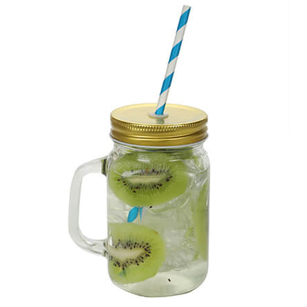 Frasco Con Popote Azul