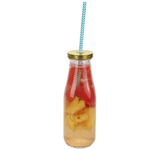 Botella Con Popote De Ondas Azul