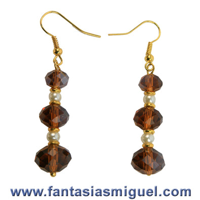 Fantasías Miguel Clave:RA145 Aretes Boda Café/ Marfil