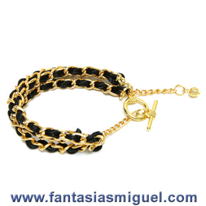 Pulsera Con Cadena Y Cola De Rata Negra