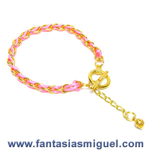 Pulsera Sencilla Con Cola De Rata Rosa