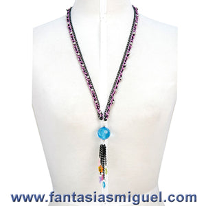 Collar Cadena Fiusha Y Negro