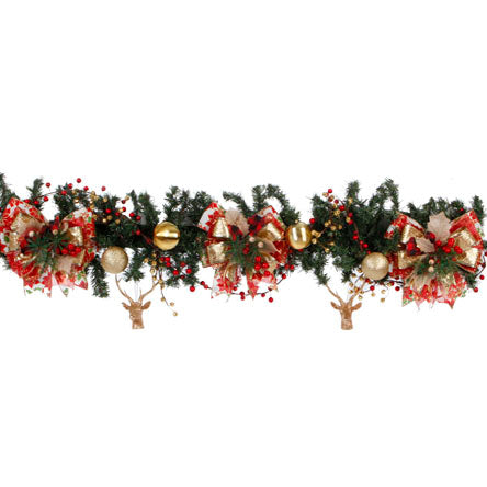 Guía Navideña Con Esferas Líneas Brillantes Diamantadas Y Adornos Metálicos Venado