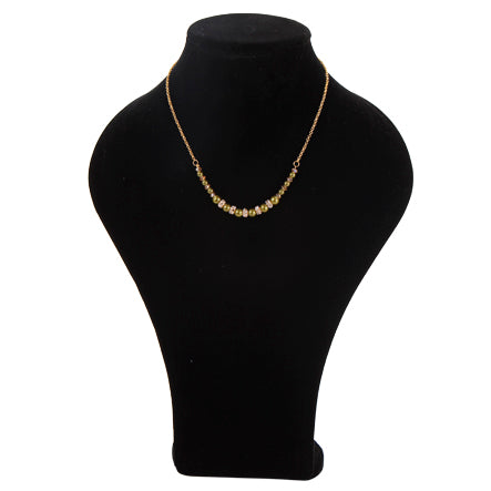 Collar De Cadena Oro Con Perlas Destello Verde