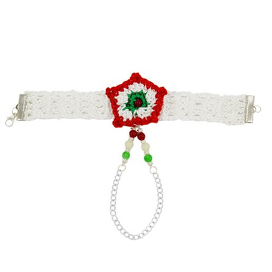 Fantasías Miguel Clave:RV133 Brazalete Tejido Con Flor Y Cuentas Tricolor