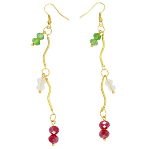 Aretes Oro Con Rondeles Tricolor
