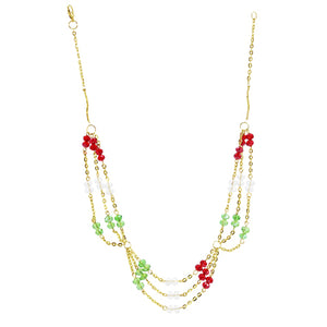 Collar Oro Triple Con Rondeles Tricolor