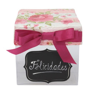 Caja De Regalo Con Tapa De Flores Y Letrero Depizarrón