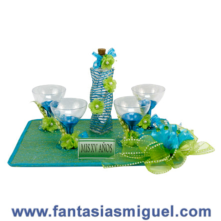 Copas Para Xv Años Turquesa/ Verde/ Limón