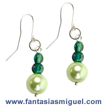 Aretes Para Xv Años, Perlas, Menta Y Turquesa