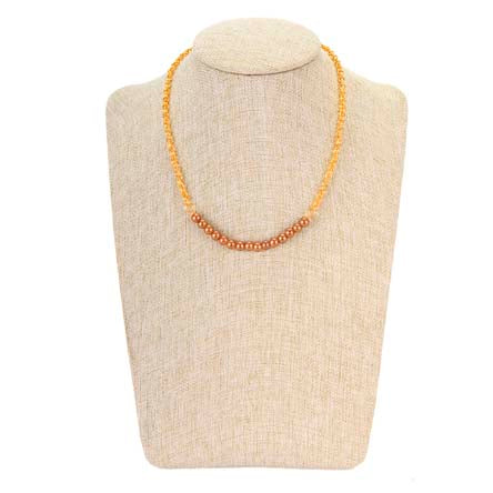 Collar De Cadena Oro Con Perlas Destello Café