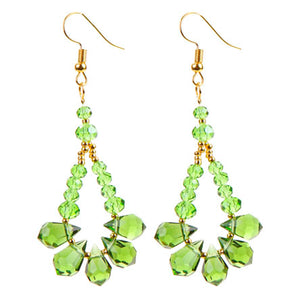 Aretes Largos Con Rondel Cristal Gota