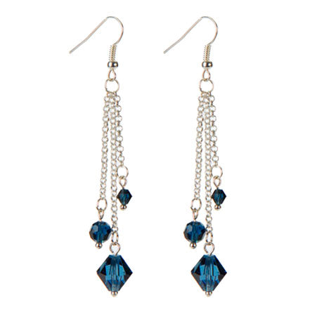Aretes Largo De Cadena Con Con Cristal Preciosa