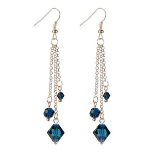 Aretes Largo De Cadena Con Con Cristal Preciosa
