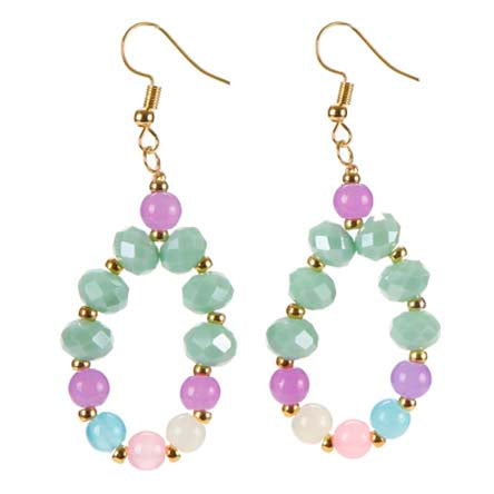 Aretes Círculo Con Cuentas Redondo Multicolor