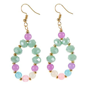 Aretes Círculo Con Cuentas Redondo Multicolor