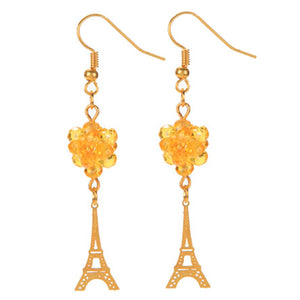 Arestes Oro Con Rondeles Amarillo Y Dije Torre Eiffel