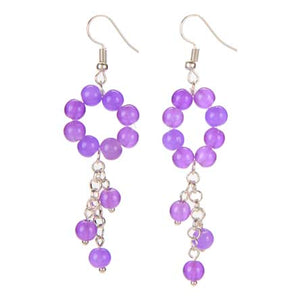 Aretes Con Círculo Flor Con Cuentas Redonda Lila