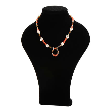Collar De Rondeles Topacio/ Miel/ Marfil Y Cuenta Brillante Coral
